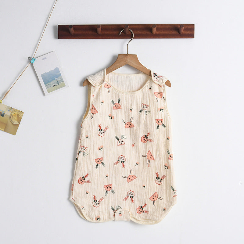 Newborn baby sleeping bag baby gauze sleeping bag children spring and summer thin anti-kick quilt four seasons universal children's pajamas