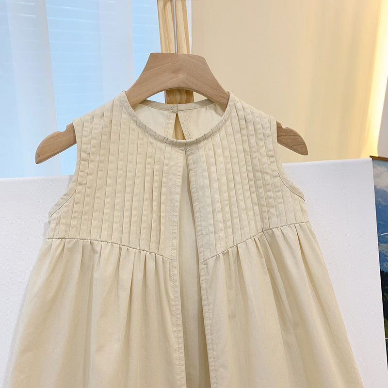 Girls dress 2025 summer new style western-style solid color children's clothing princess dress baby girl loose summer dress