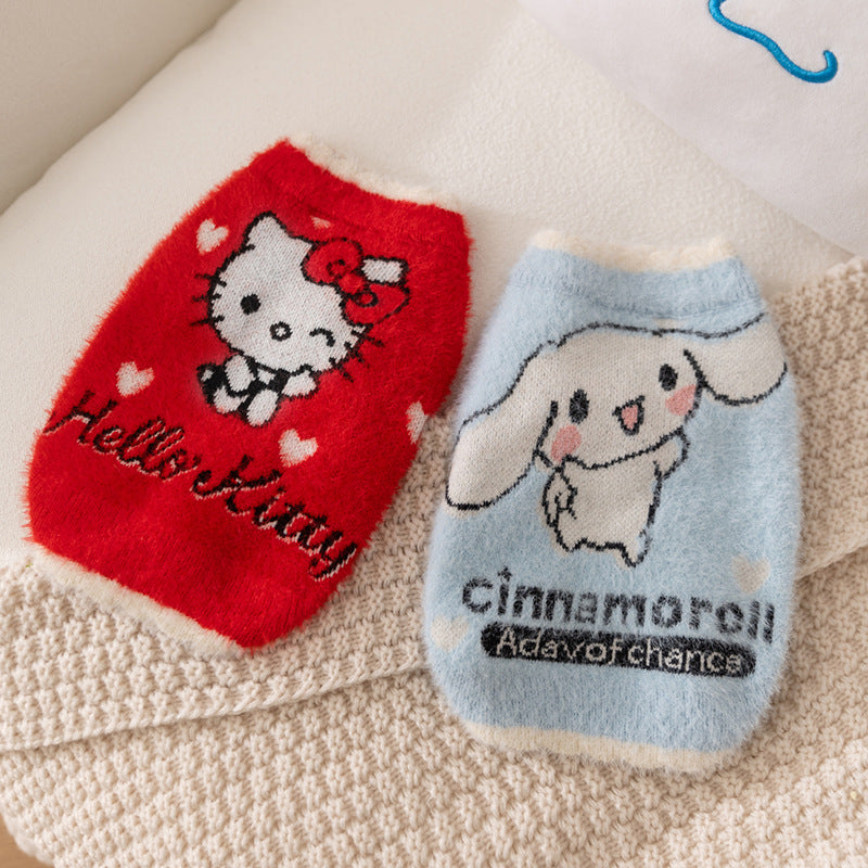Autumn and winter joint cat clothes thick warm pullover sweater Teddy dog two-legged clothes pet clothes