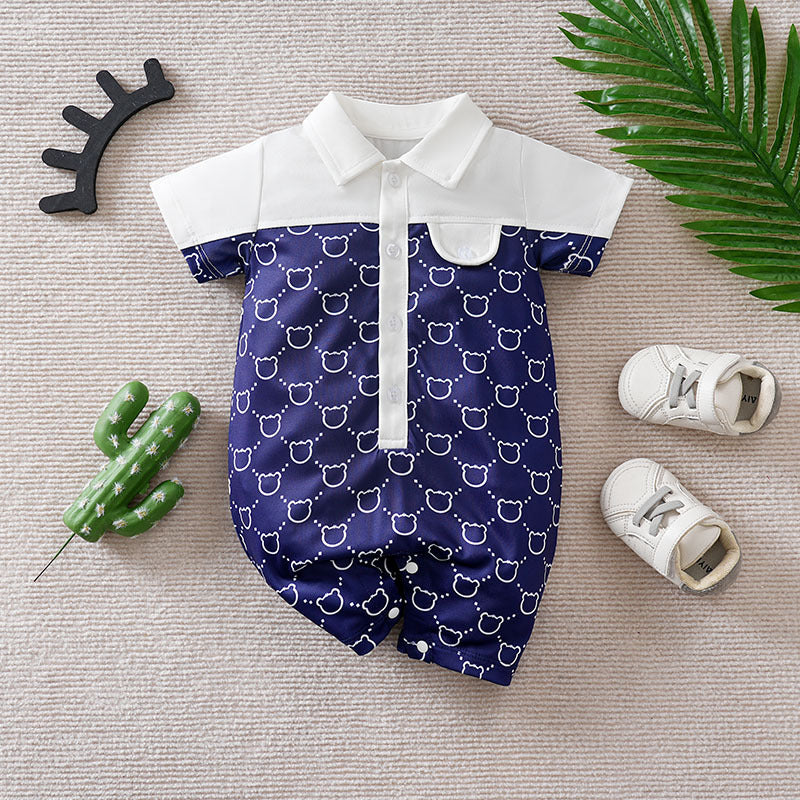 Category A baby clothes short-sleeved cotton cross-border summer foreign trade ins style baby short crawling jumpsuit one piece drop shipping