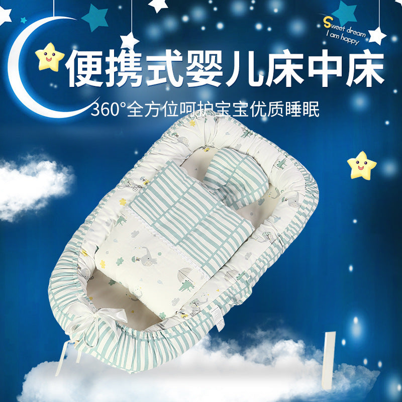 Foreign trade cotton baby bed medium bed American newborn uterus bed bionic bed portable baby bed detachable cross-border