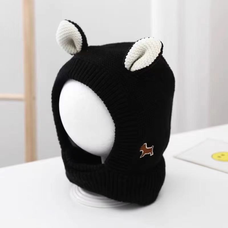 Baby hat autumn and winter newborn infant ear protection hat pure cotton cute warm boys and girls baby knitted plush hat