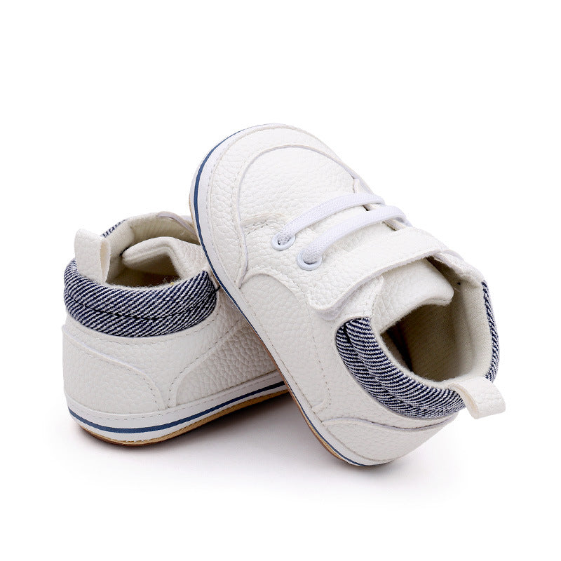 Fashionable baby solid color PU leather surface wear-resistant non-slip soft bottom sports toddler shoes BNB3093
