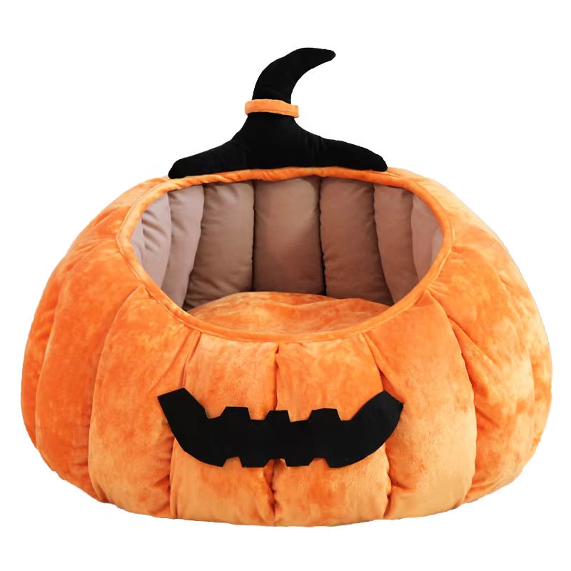 Pumpkin nest cat nest four seasons universal dog nest winter warm sleeping mat house bed pet nest Halloween supplies