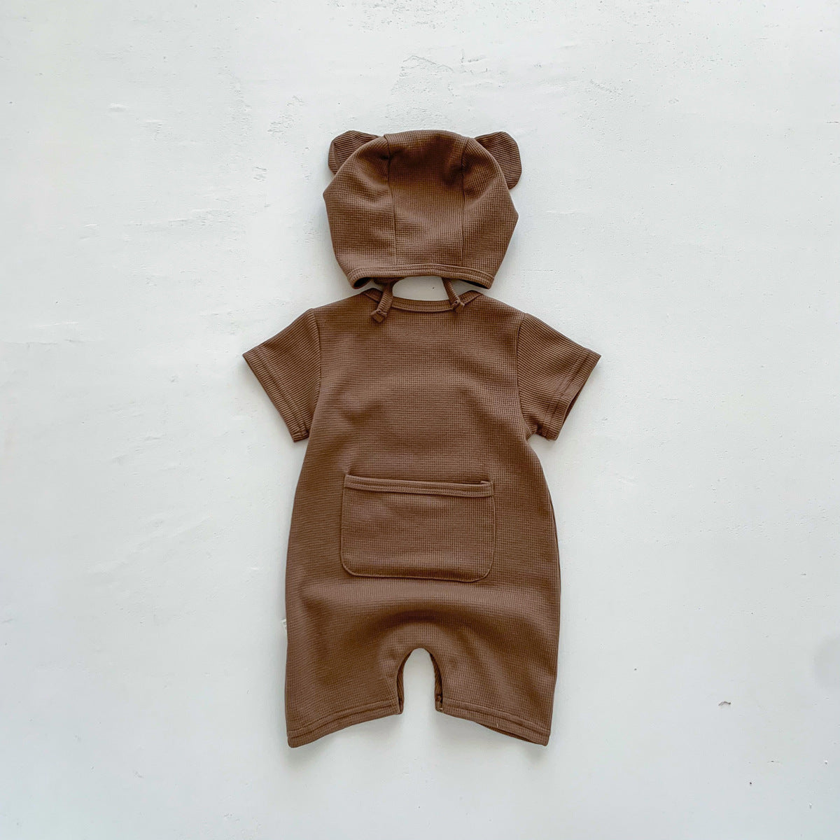 Children's clothing baby jumpsuit summer waffle bear baby clothes infant short-sleeved jumpsuit outerwear