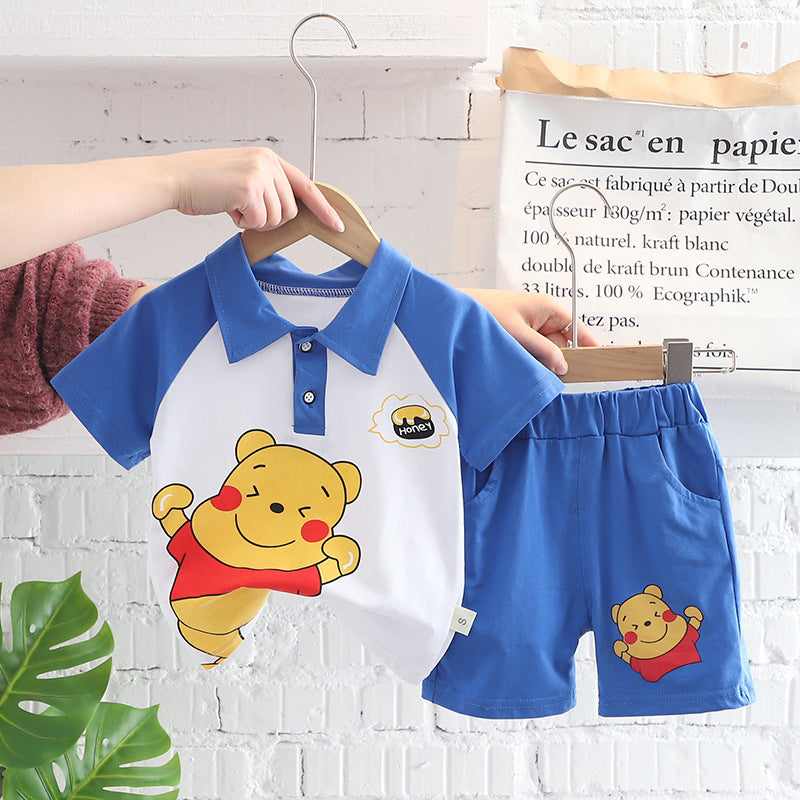 2023 children's clothing summer new style children's clothing boys baby infant suit T-shirt short-sleeved two-piece suit Korean version cross-border