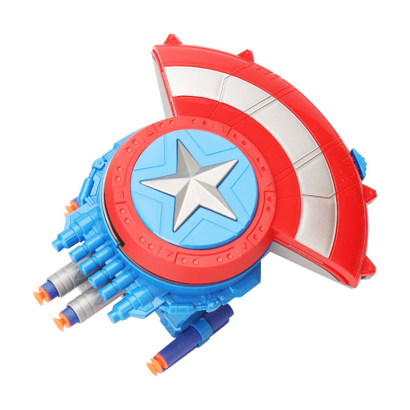 Cross-border Captain America shield launcher deformable boy luminous ejection Marvel Halloween soft bullet toy