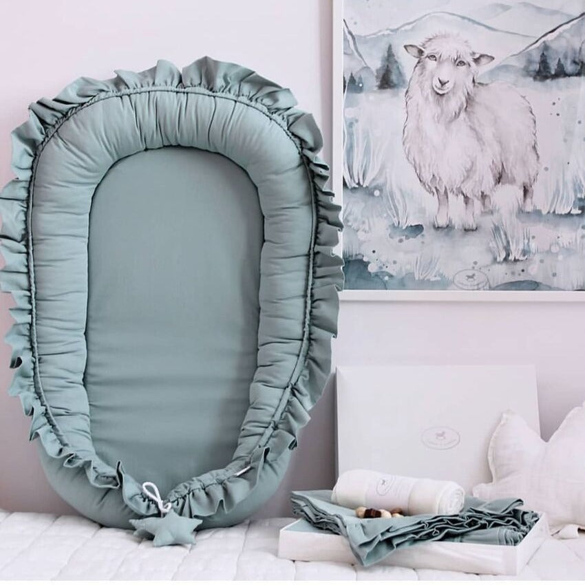 Cross-border new lace cotton cloth baby uterus bionic sleeping bed portable newborn bed mid-bed sleeping pad