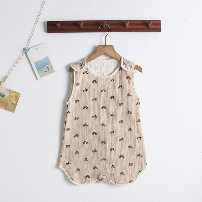 Newborn baby sleeping bag baby gauze sleeping bag children spring and summer thin anti-kick quilt four seasons universal children's pajamas