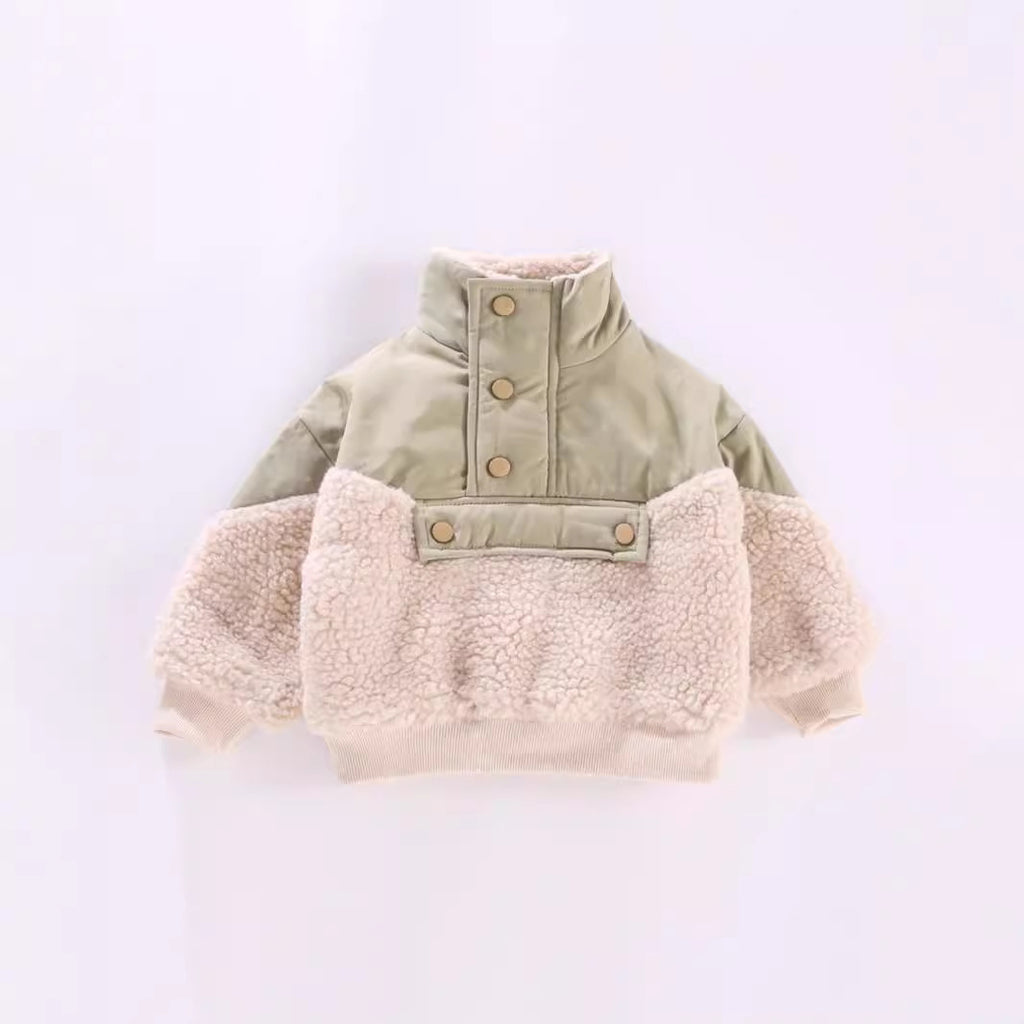 Children's clothing children's winter cotton-padded coat boys and girls baby loose splicing lamb wool plus velvet sweater thick warm coat