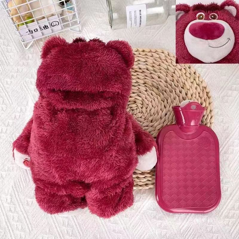Cartoon plush hot water bottle explosion-proof water injection student hot water bag cartoon doll bear silicone warm baby manufacturer wholesale