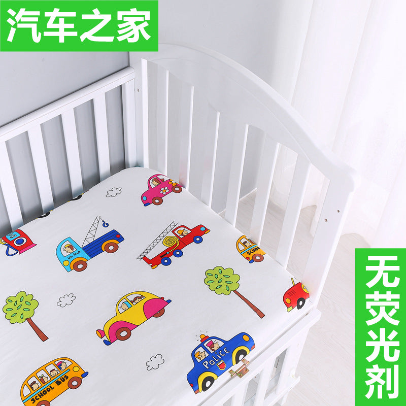 Foreign trade pure cotton crib bed sheet baby maternal and infant products ins children cartoon bed cover wholesale