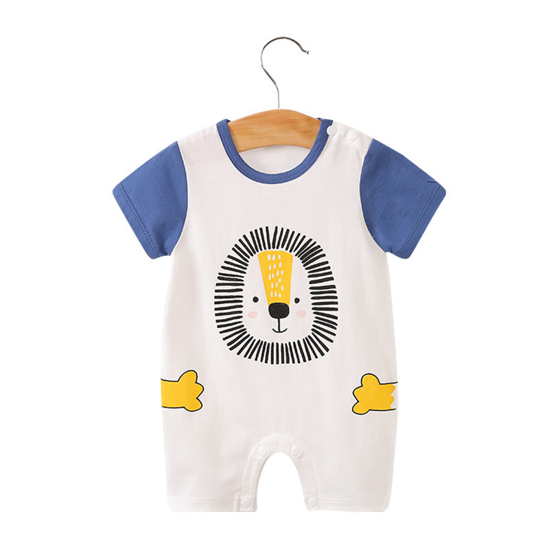 Baby jumpsuit summer clothes baby short-sleeved clothes ins style newborn cartoon animal crawling cotton romper