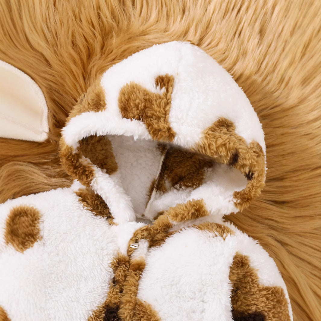 Baby baby thick warm crawling clothes jumpsuit plus fleece autumn and winter clothing