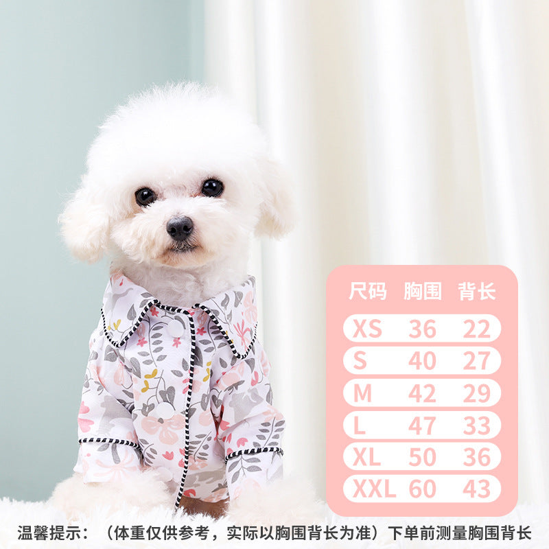 Factory direct sales of high-quality pet clothes, European, American and Korean version, French style pet clothes, dog pajamas