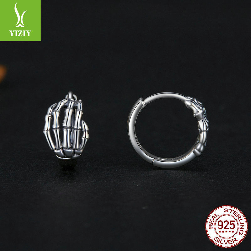 Silver Ziyun original Halloween skull hand bone earrings European and American dark style s925 sterling silver earrings earrings manufacturers