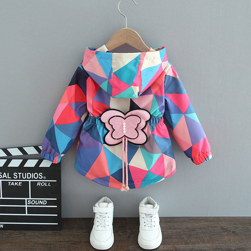 Girls' coats spring and autumn styles 2025 new children's spring jackets small and medium-sized children's baby windbreaker fashionable butterfly