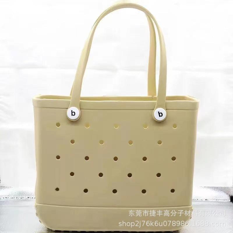 New supply EVA beach bag European and American fashion portable women's hole bag printed pet storage handbag