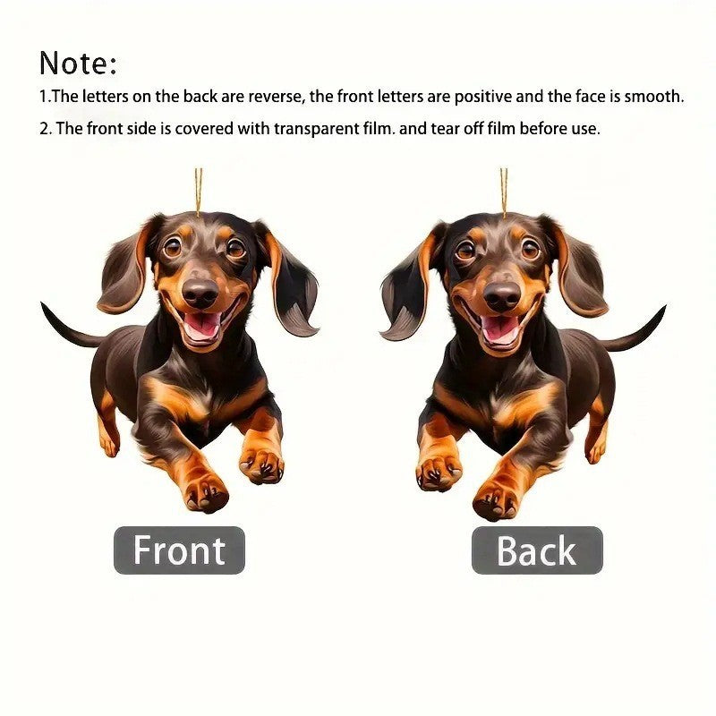 Cross-border new acrylic flat creative handsome puppy pendant car decoration Halloween ornaments luggage key