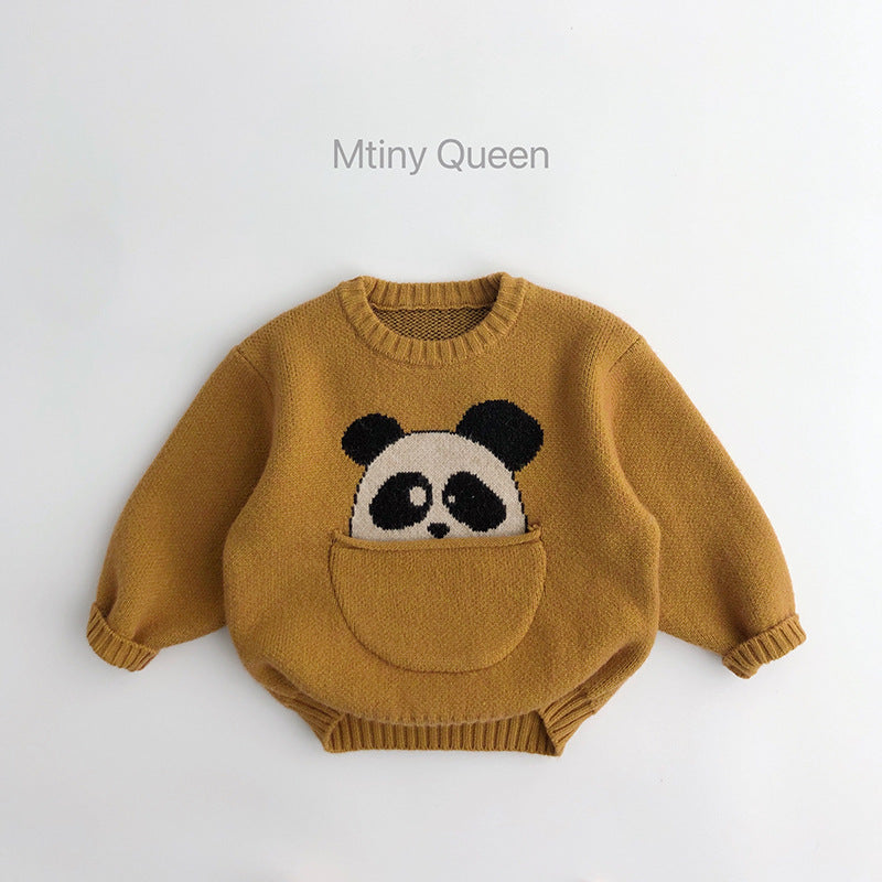 Pocket baby~cute~children's sweater autumn and winter Korean version men and women's trendy cartoon pullover sweater loose