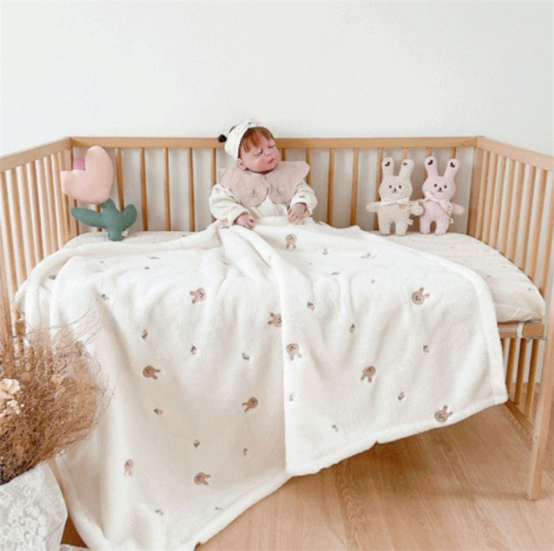 Korean Ins style new baby blanket hug blanket baby going out blanket children embroidery autumn and winter nap blanket