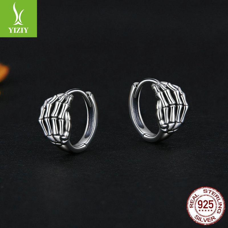Silver Ziyun original Halloween skull hand bone earrings European and American dark style s925 sterling silver earrings earrings manufacturers