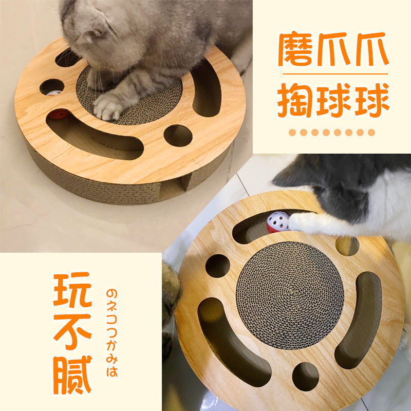 Cat scratching board, ball-shaped bell, large claw sharpener, cat turntable, pet supplies, multifunctional three-dimensional cat toy