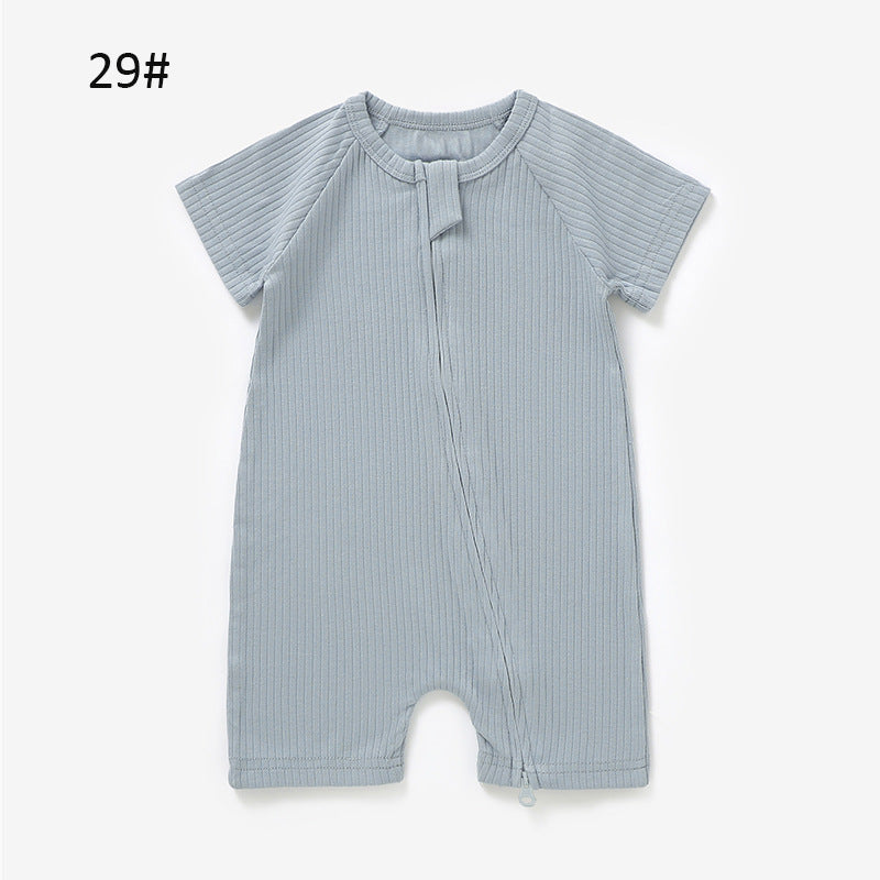 Foreign trade knitted romper short-sleeved romper ins style children's romper knitted baby romper onesie organic cotton romper