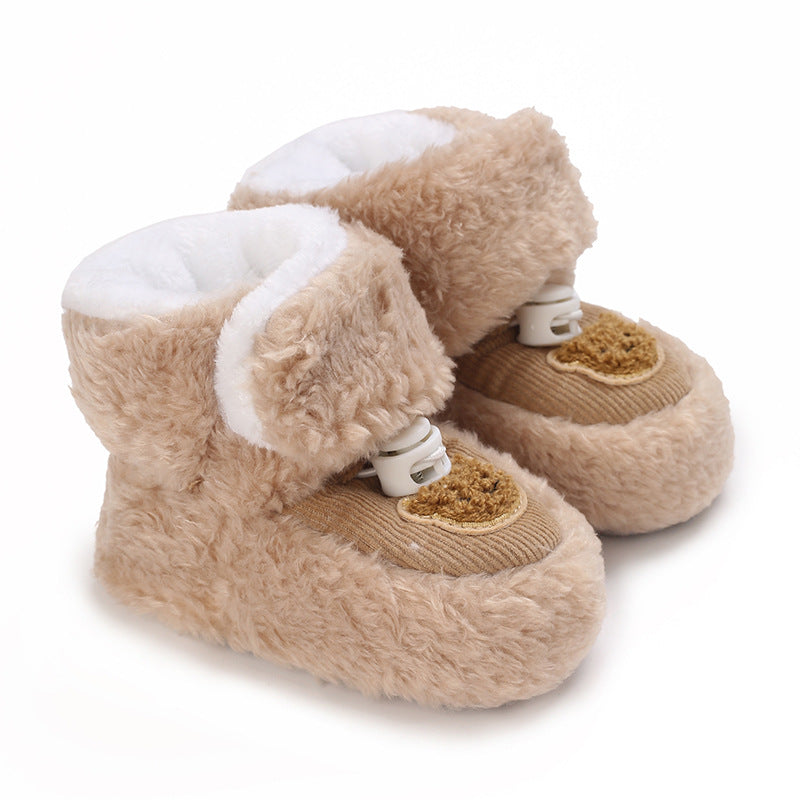 Winter newborn baby cartoon thick warm shoes and socks 0-1 year old baby cotton shoes