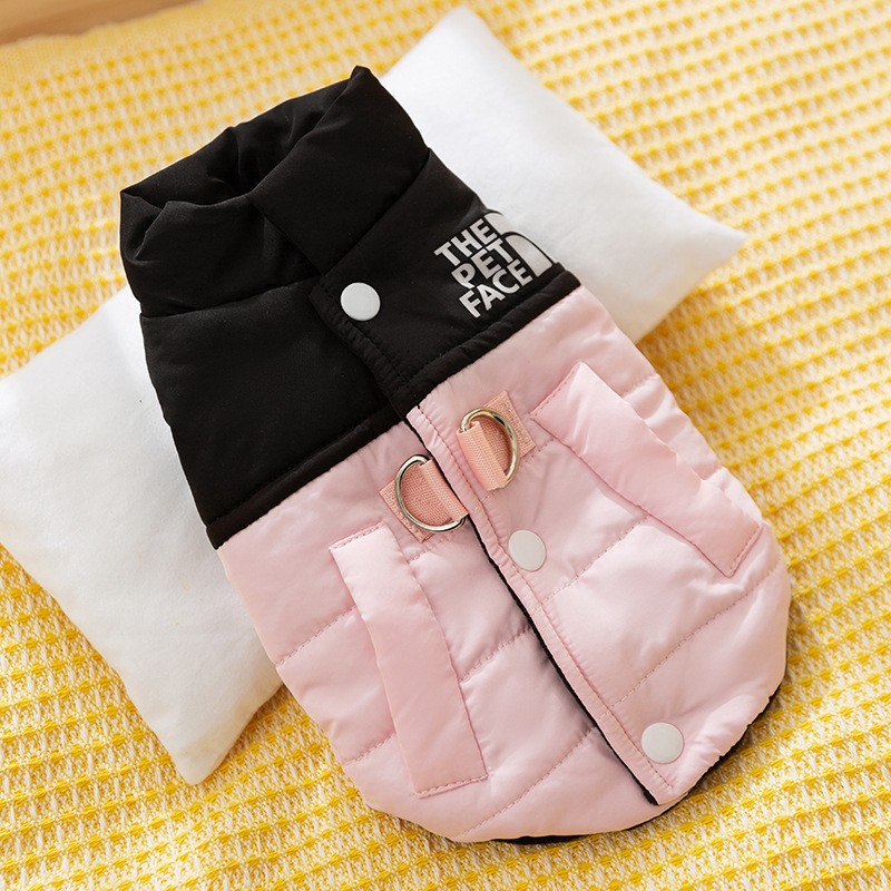 Thickened autumn and winter puppy dog clothes vest Teddy Bichon small dog can be pulled warm cat pet clothing