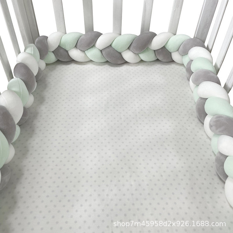 Baby crib surround ins new hand-woven long knotted ball three-strand braid anti-collision soft bag baby crib surround