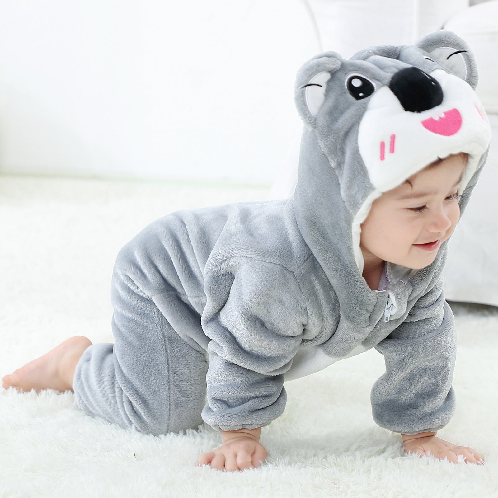 MICHLEY cross-border children's animal jumpsuits crawling clothes baby large size crawling clothes infant flannel crawling clothes