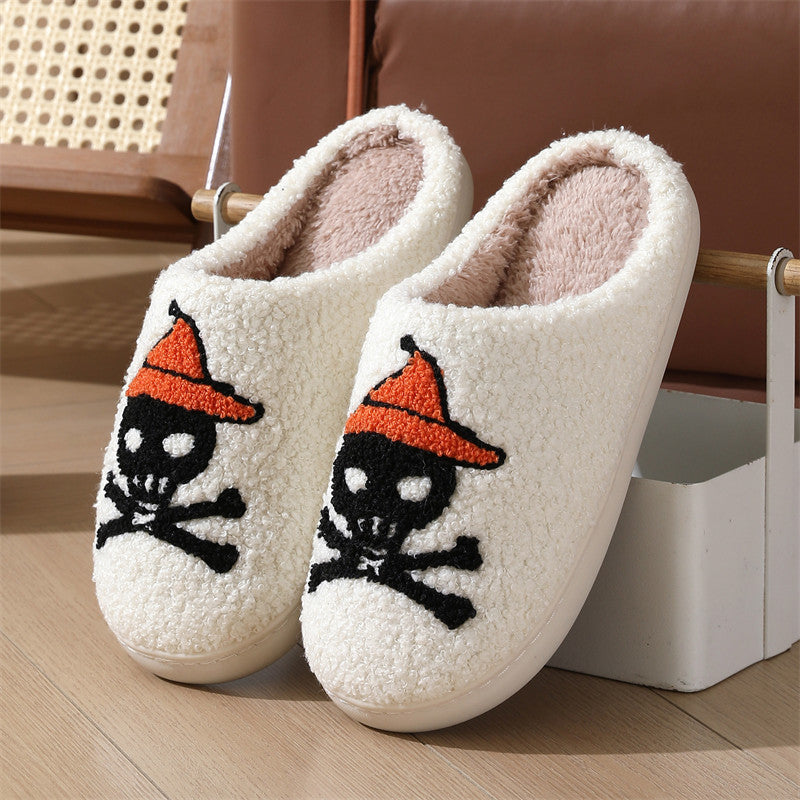 Halloween cross-border mushroom hot sale winter peach heart cotton slippers women wholesale indoor home rainbow plush warm slippers