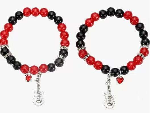 Cross-border hot selling Halloween spider love magnetic attraction bracelet beaded elastic adjustable couple holiday bracelet