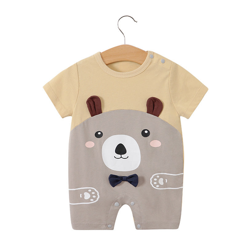 Baby jumpsuit summer clothes baby short-sleeved clothes ins style newborn cartoon animal crawling cotton romper