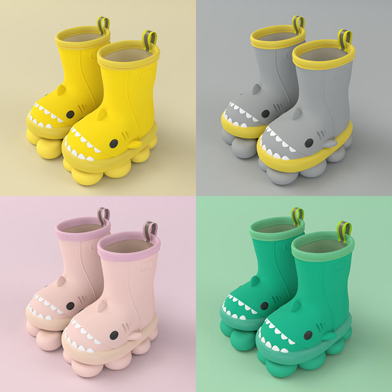 Cartoon shark children's rain boots girls baby non-slip rain boots children's cute water shoes waterproof children's rubber shoes