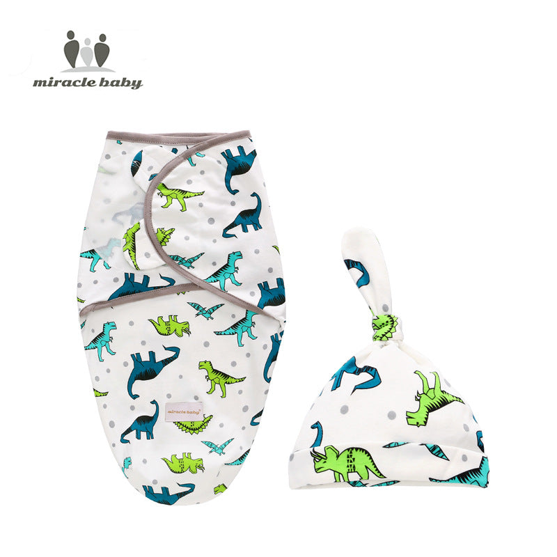 Spring and autumn thin baby sleeping bag fetal cap set ins baby swaddle wrap towel newborn anti-startle hug quilt sleeping bag