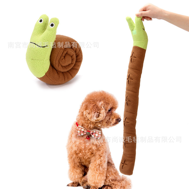 Pet Toy Sniffing Plush Snail Toy Teething Educational Sound Interactive Food Hiding and Bite Resistant Pet Supplies Toy