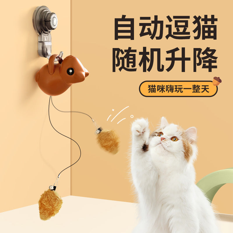 Pet smart lifting cat toy electric squirrel hanging cat ball cat self-entertainment artifact cross-border wholesale