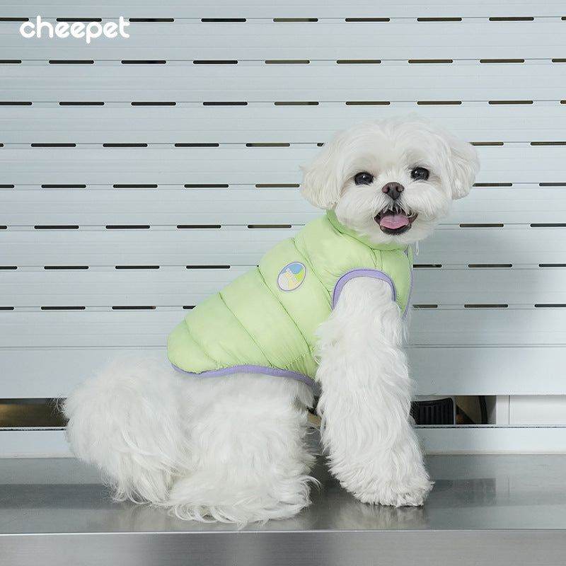 Pet cat and dog autumn and winter vest candy color double-sided wear cotton coat schnauzer basic versatile puppy dog clothes wholesale