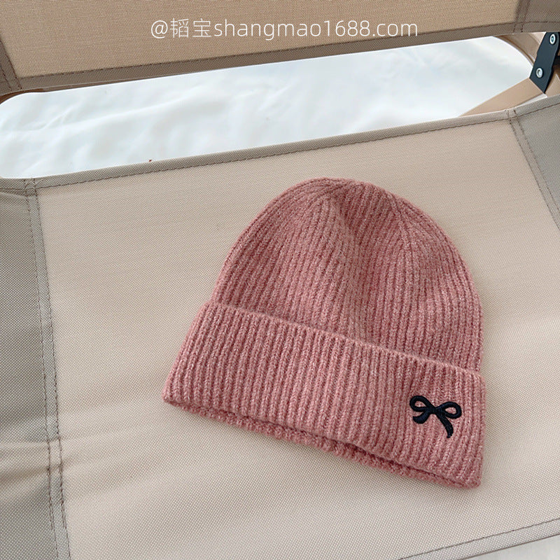 2025 new children's knitted hat winter embroidery cotton yarn hat baby girl casual all-match outdoor warm cold hat