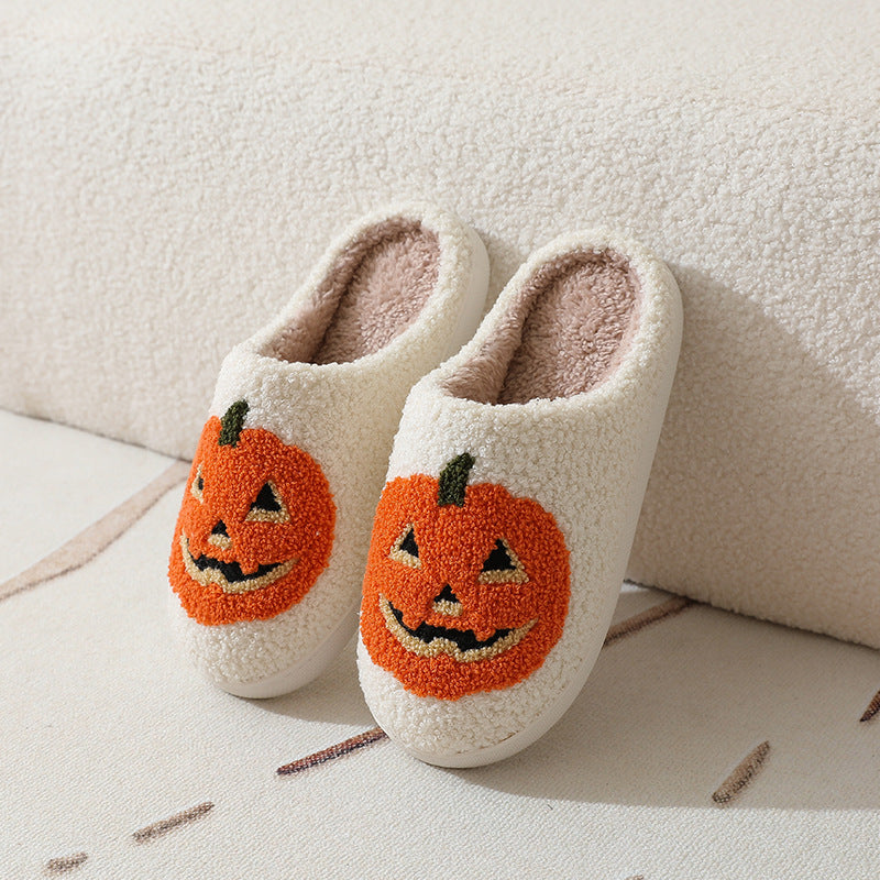 Halloween cross-border mushroom hot sale winter peach heart cotton slippers women wholesale indoor home rainbow plush warm slippers