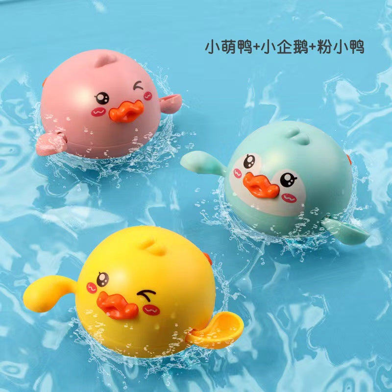 Douyin hot selling children's bathroom water swimming little penguin crab chain cool swim baby bath water toys