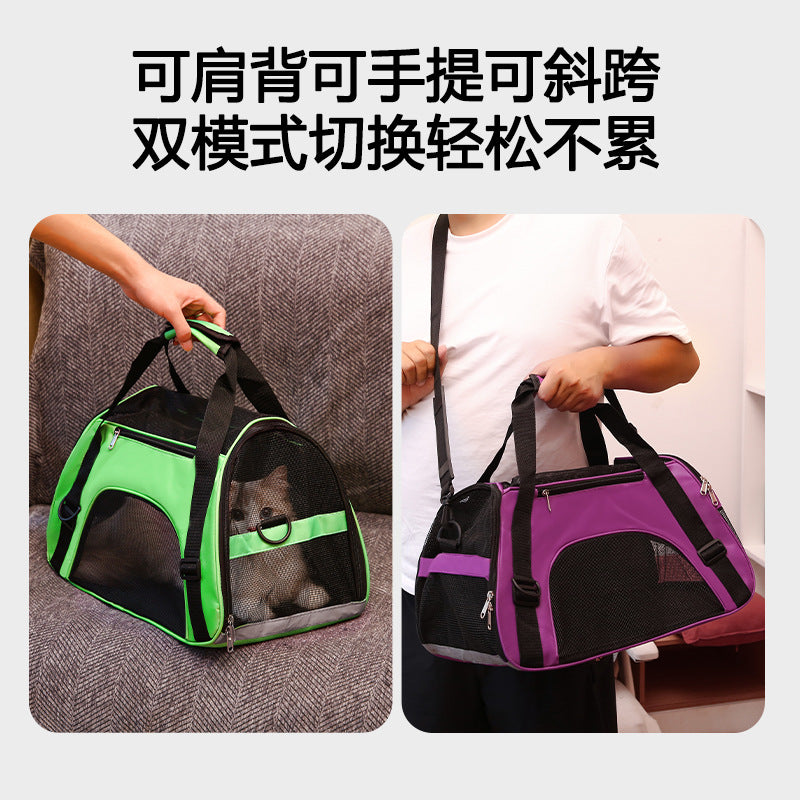 Portable pet travel bag, pet backpack, cat and dog travel bag, crossbody pet bag, foldable bag