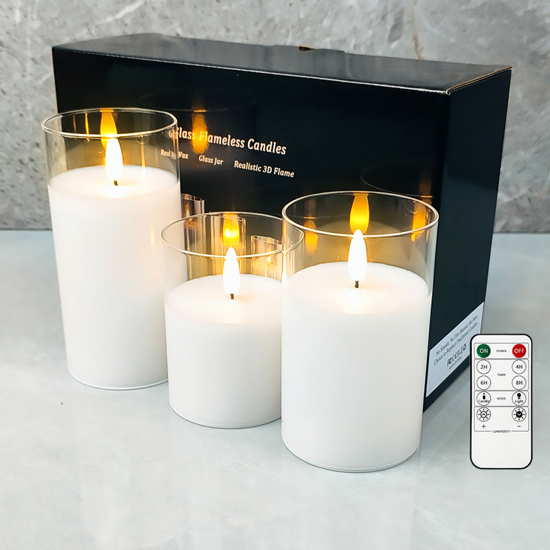 Glass shell electronic candle lamp with replaceable battery party romantic atmosphere lamp Christmas Halloween decoration lamp