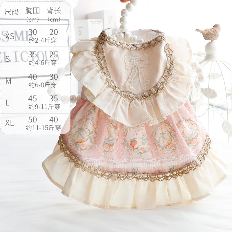 Dog clothes spring and summer cat princess dress high-end Lolita golden rabbit small dog Teddy pet 3679 wholesale
