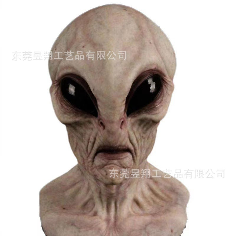 Alien mask latex hood Halloween UFO horror mask green hood cross-border new product