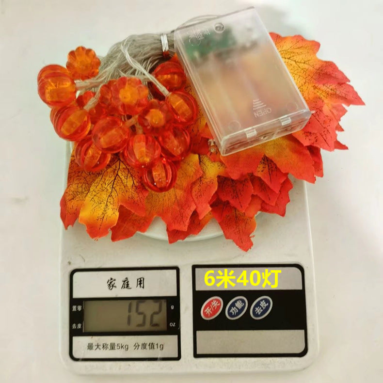 New LED Simulation Maple Leaf Pumpkin Light String Battery Box Remote Control Halloween Thanksgiving Garden Party Decorative Lights
