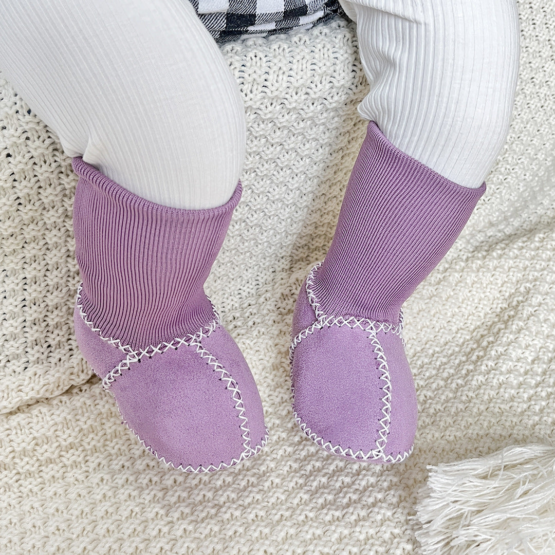 Autumn and winter newborn baby toddler shoes non-slip thickened anti-wool boys and girls do not fall off socks shoes soft sole