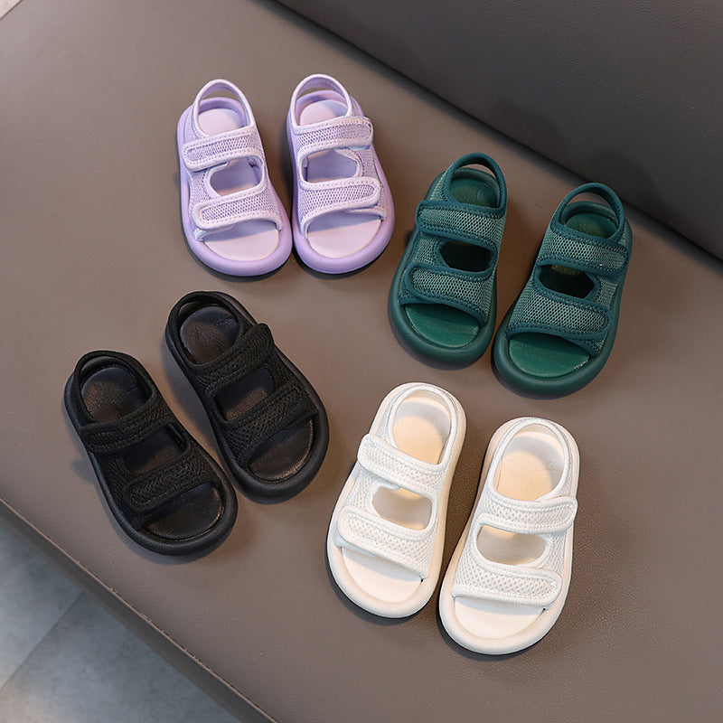 Korean children's sandals 2025 summer girls beach shoes baby soft bottom non-slip boys adjustable leisure sports trend